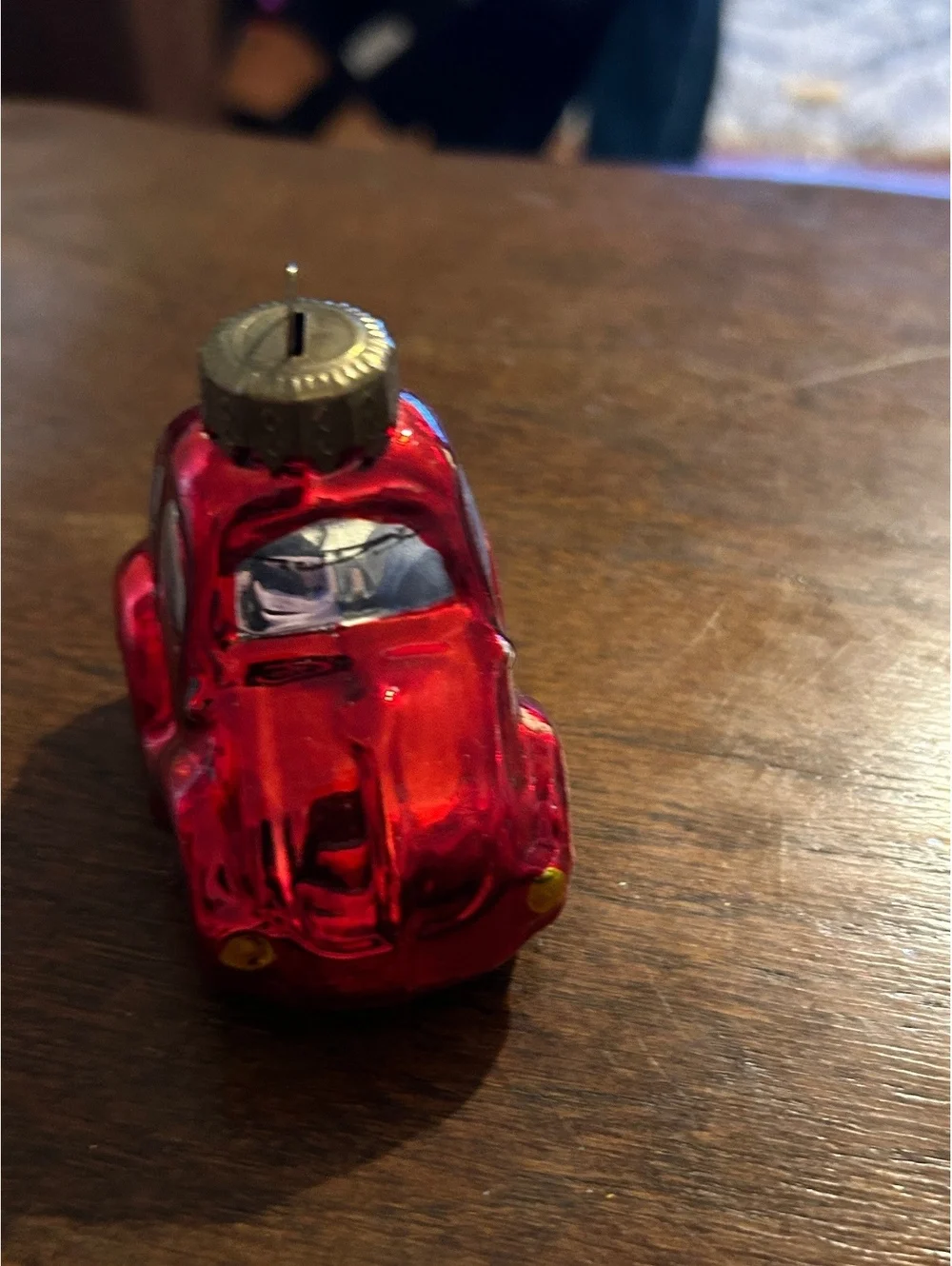 Vintage Red Glass Car Christmas Ornament